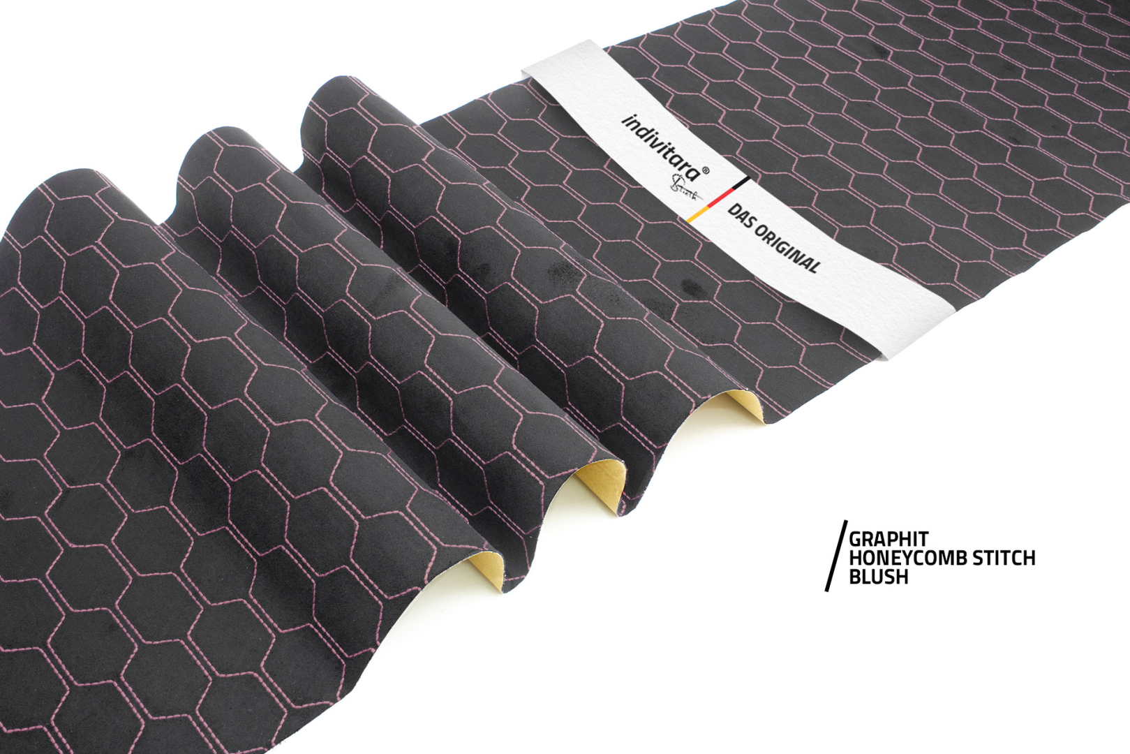 indivitara® Premium Stitch - selbstklebender Mikrofaserstoff Premium mit echten Nähten - Meterware - verschiedene Farben
